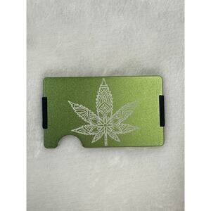 MINIMALIST RFID BLOCKING MATTE OLIVE GREEN CANNABIS LEAFWALLET